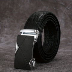Men's Crocodile Pattern Automatic Buckle PU Leather Belt