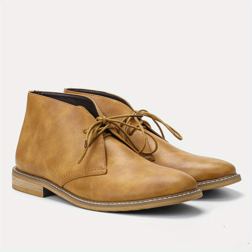 Men's Round Toe Lace Up Chukka Boots High Top Ankle Dress Boots