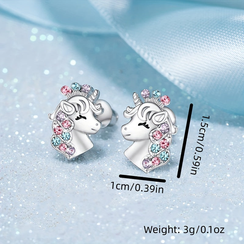 Zircon Unicorn Stud Earrings - Holiday Party Decor