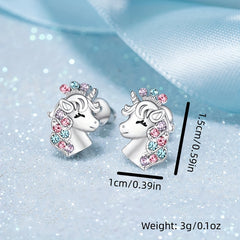 Zircon Unicorn Stud Earrings - Holiday Party Decor