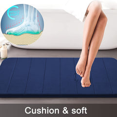 Thick Memory Foam Bath Rug Soft Absorbent Bath Mat Plush Velvet Navy