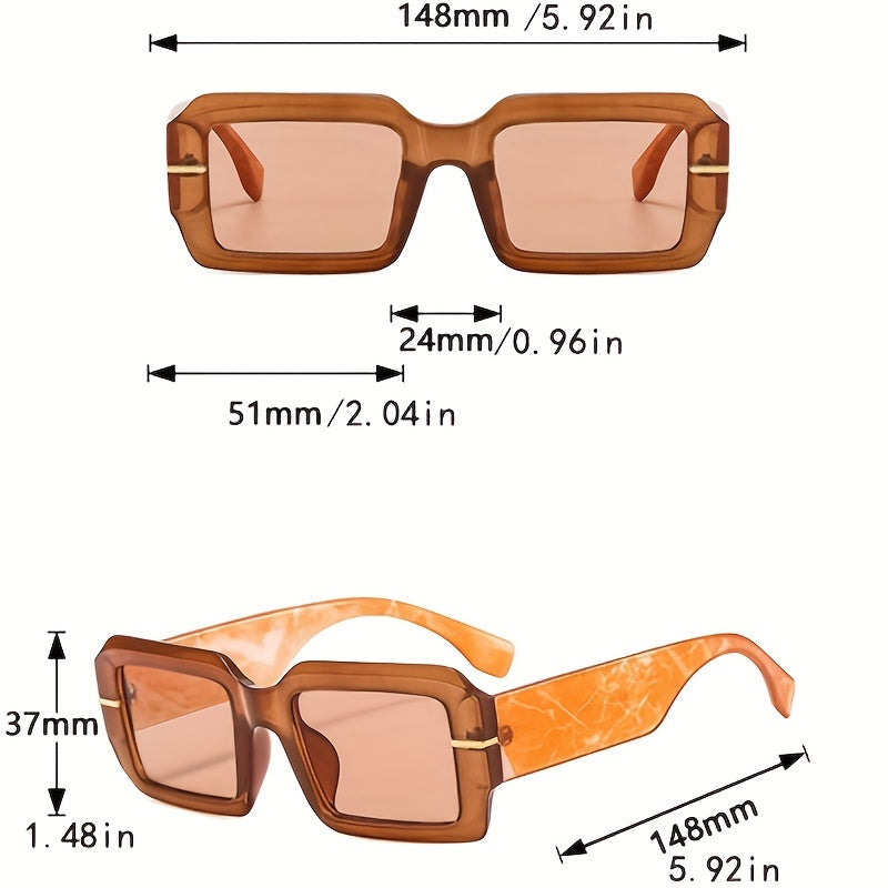 Y2K Square Sunglasses Marbling UV400 Sun Shades Glasses