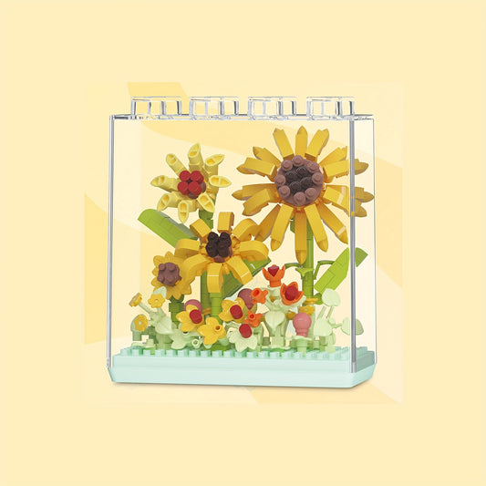 Colorful DIY Flower Building Blocks Set Garden Themed Creative Gift Ages 8