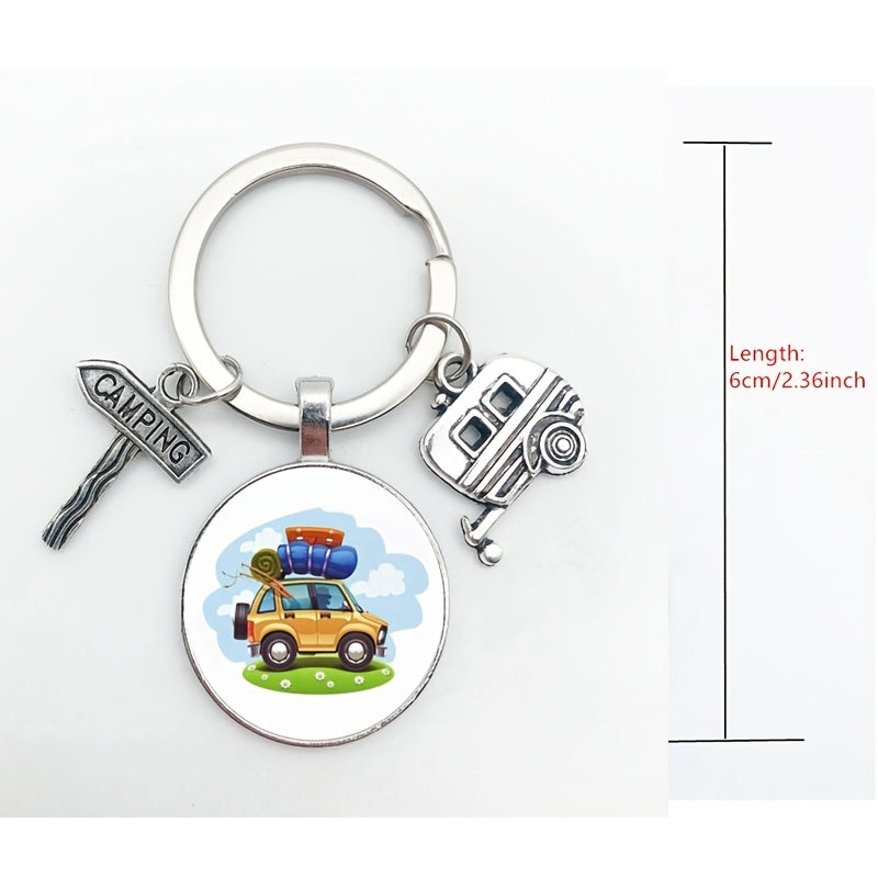 Time Gem Keychain Good Friends Happy Camping Pendant Metal Pendant