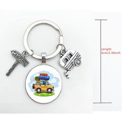 Time Gem Keychain Good Friends Happy Camping Pendant Metal Pendant