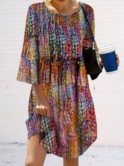  Casual Dress Women's Plus Painting Half Sleeve Round Neck Mini Tee Dre