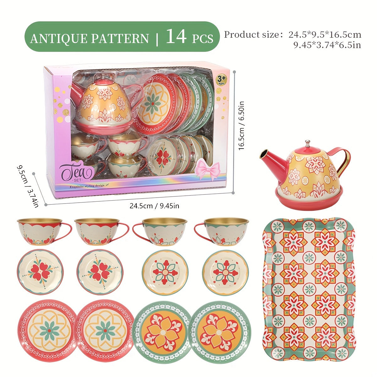Mixed Colors 14pcs Tea Set for Winter Year