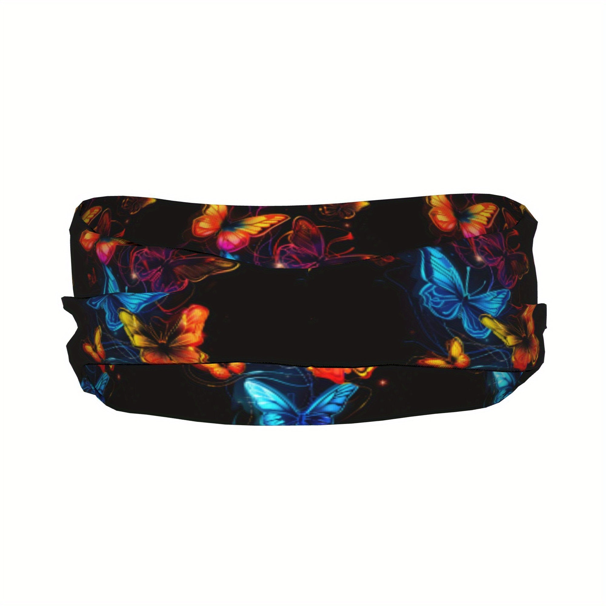 Butterfly Print Sports Headband - Sweat Wicking Polyester