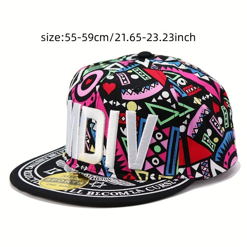 MDIV Embroidery Snapback Hat Hip Hop Graffiti Print Baseball Cap Unisex