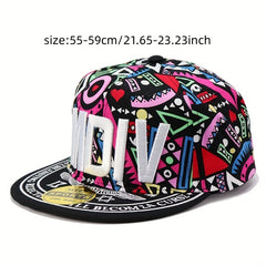 MDIV Embroidery Snapback Hat Hip Hop Graffiti Print Baseball Cap Unisex
