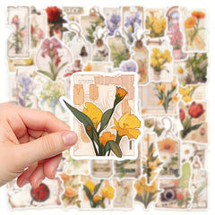 50pcs Flower Time Series Phone Case Stickers Waterproof DIY Decoration