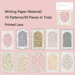 50Pcs Lace Paper for DIY Crafts Gift Packaging Scrapbook Supplies