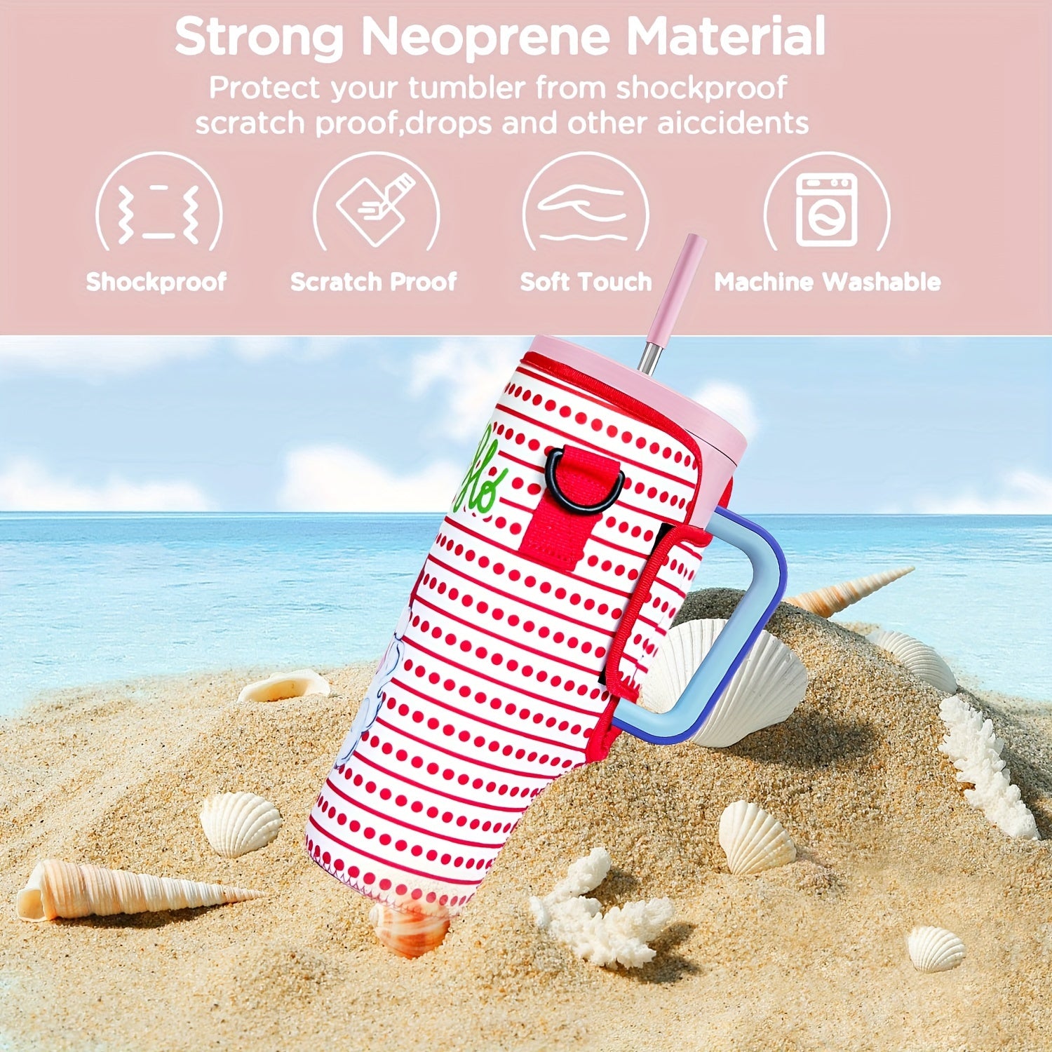 40oz Non-Slip Water Cup Sleeve with Adjustable Strap for Outdoor Sports