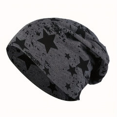 Unisex Double Layer Thin Beanie Hat with Pentagram Pattern