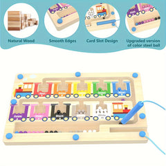 YIDIEMO Magnetic Number Maze Wooden Train Toy