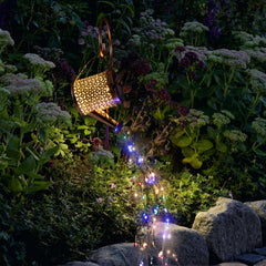 Solar Watering Can Lights String Hanging Solar Waterfall Lights Waterproof