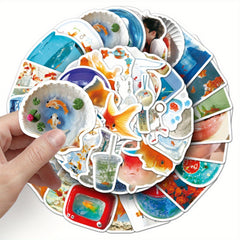 50pcs Goldfish Ins Wind Fun Cartoon Stickers Self Adhesive Vinyl Decals