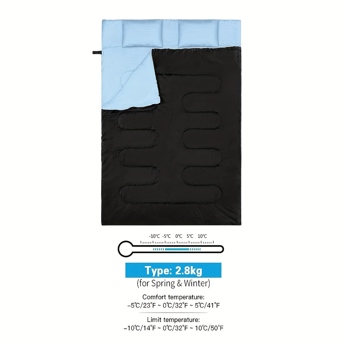 Double Sleeping Bag Waterproof Warm For Camping