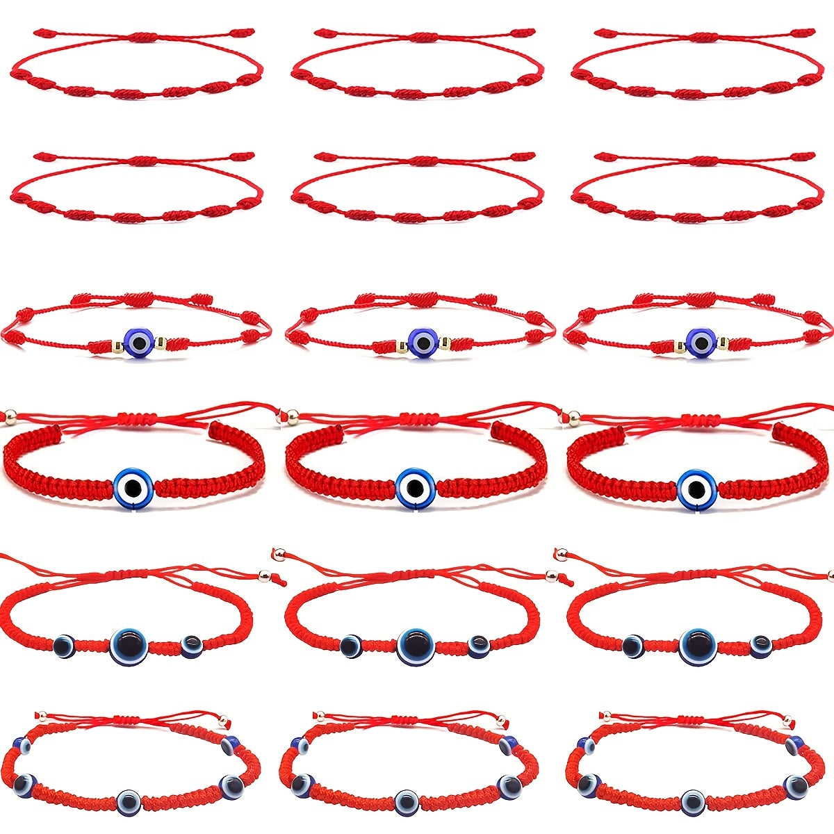 18 Pcs Red Devil Eye Protection Bracelet Adjustable Mexican Bracelet