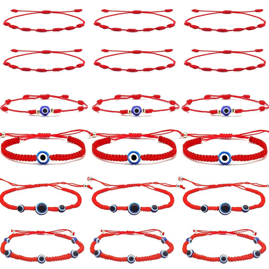 18 Pcs Red Devil Eye Protection Bracelet Adjustable Mexican Bracelet