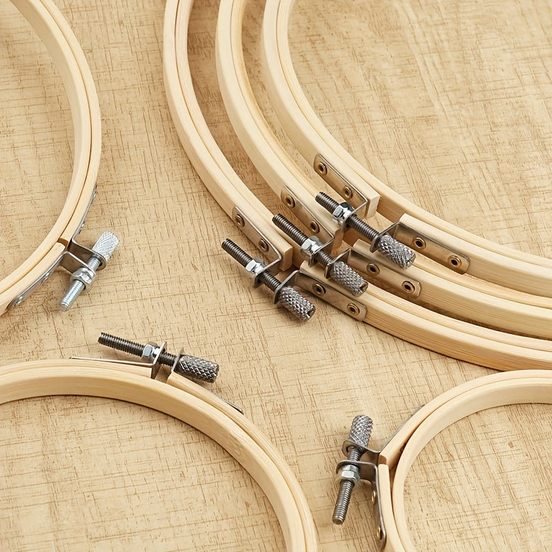 6pcs Bamboo Embroidery Hoop Set 10-25.4 cm for Cross Stitch Sewing