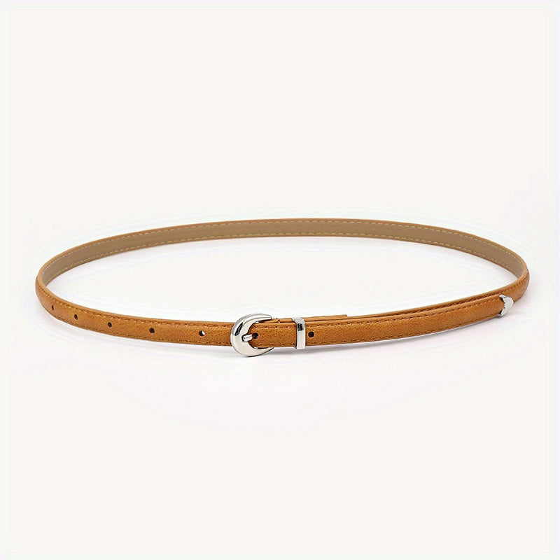 Oval Buckle PU Belt Candy Dress Pants Belt Women Thin Waist Belts