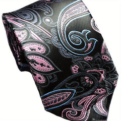 Men's Striped Floral Jacquard Necktie Business Wedding Party Gift