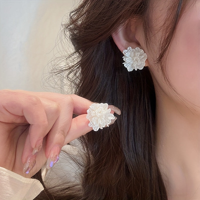 Camellia Stud Earrings Resin Jewelry Wedding Accessories
