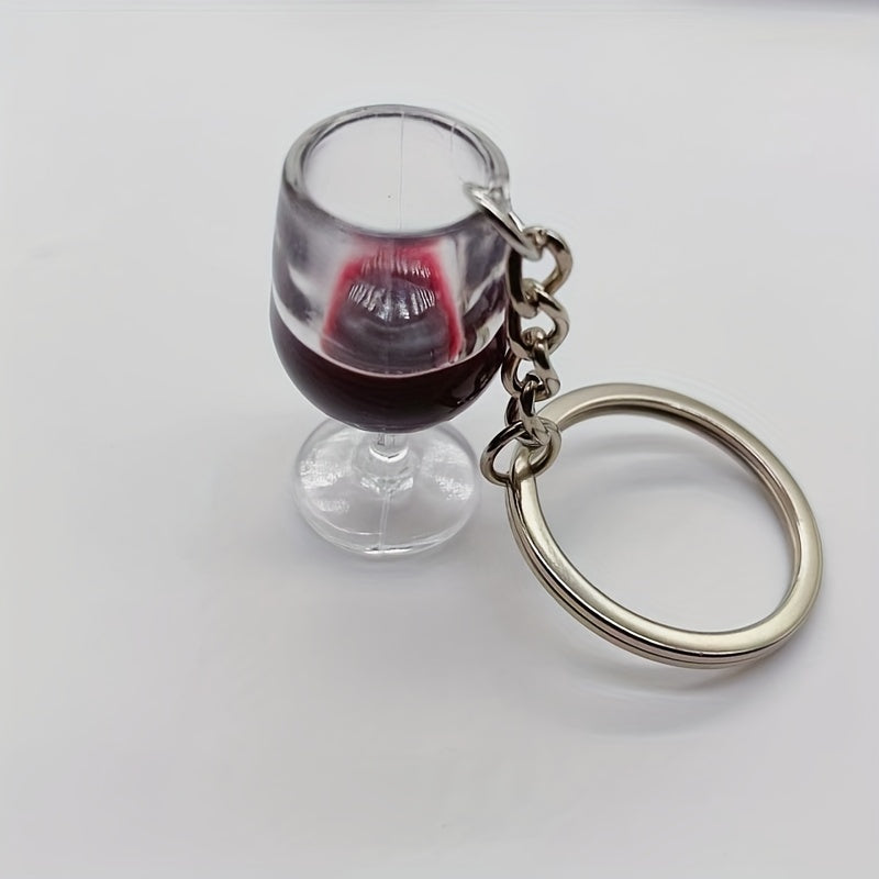 Resin Red Wine Cup Keychain Novelty Charm Pendant