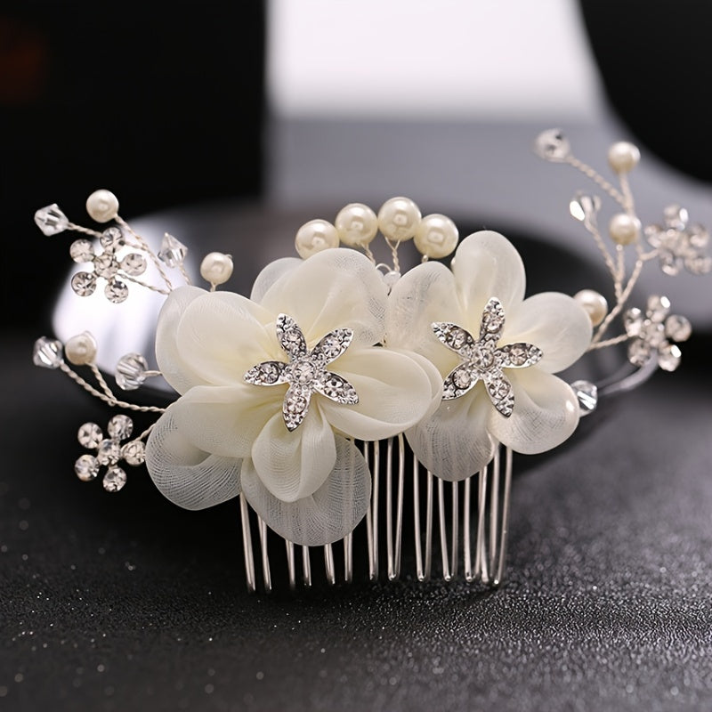 Flower Rhinestone Hair Comb Headband Bride Wedding Jewelry