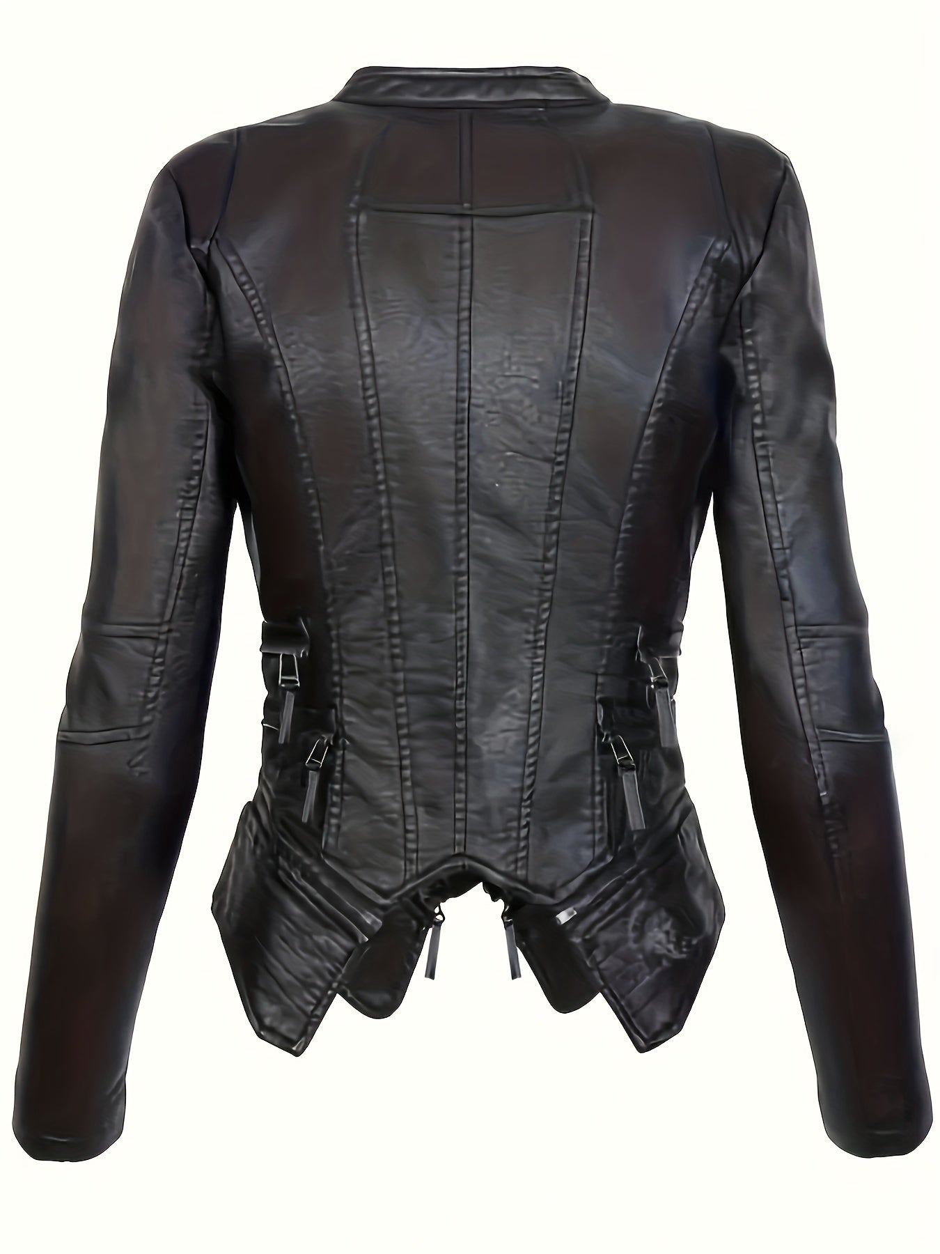 Punk Solid Jacket Zipper Layered Stitching Long Sleeve Outerwear