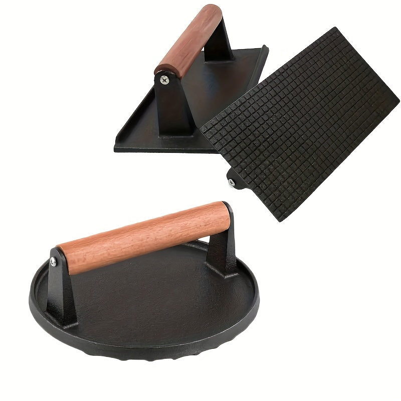 Iron Burger Press Cast Iron Grill Press For Perfectly Seared Bacon Steak & Sandw