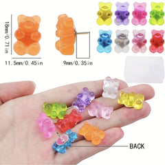 50pcs Bear Pushpins Translucent Decorative Pins for Cork Boards