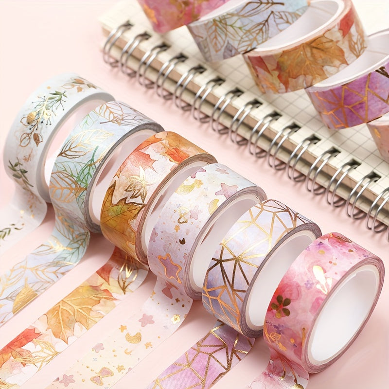 6pcs Foil Paper Tape Flower Plant Masking Tape Decorative Adhesive