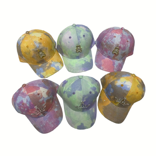 Crown Bear Hat Tie Dye Cotton Duck Tongue Hat for Kids