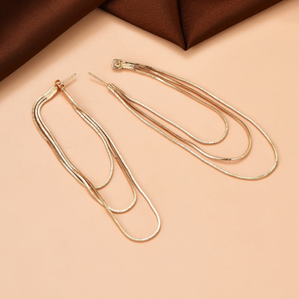 Vintage Multilayer Chain Dangle Earrings Retro Female Jewelry 1 Pair