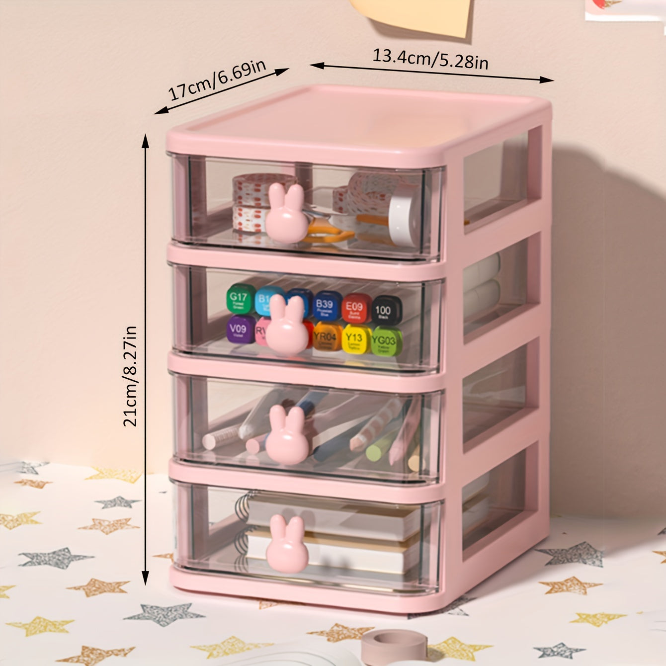 1pc Rabbit Handle Storage Box College Style Desktop Storage Box Teenager Gift