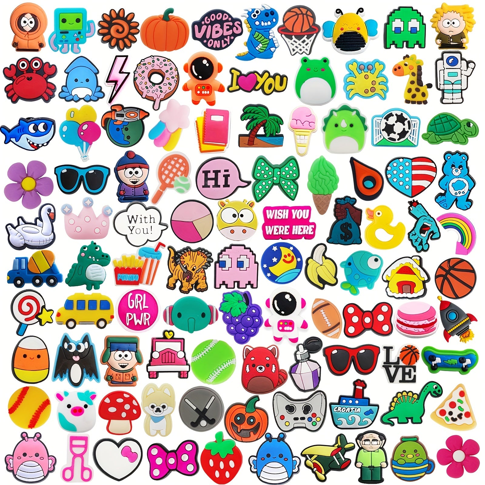 100Pcs Cartoon Shoe Charms For Clogs Garden Shoes