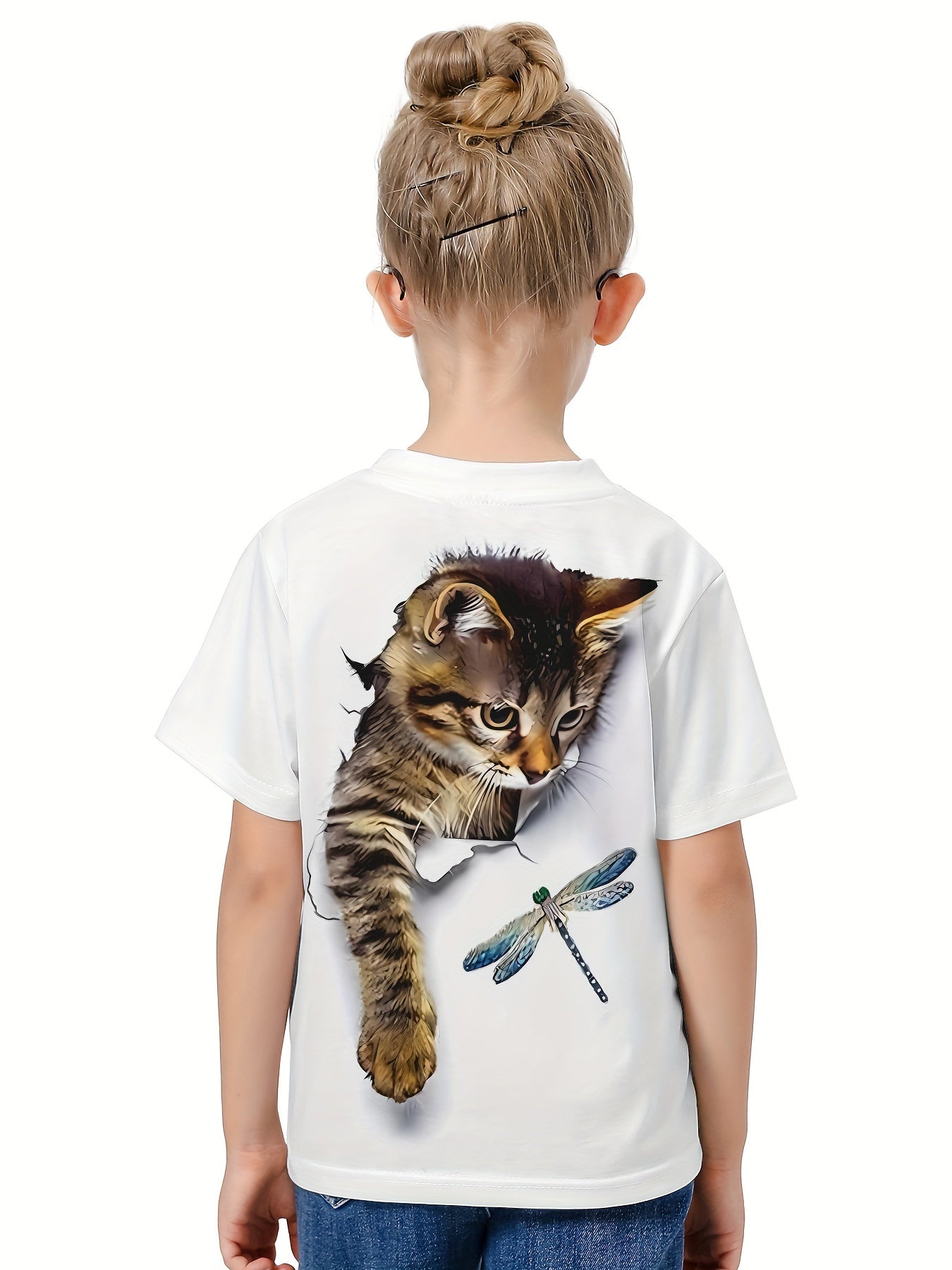 Kids 3D Cat Print T-shirt Short Sleeve Tees Summer Clothes