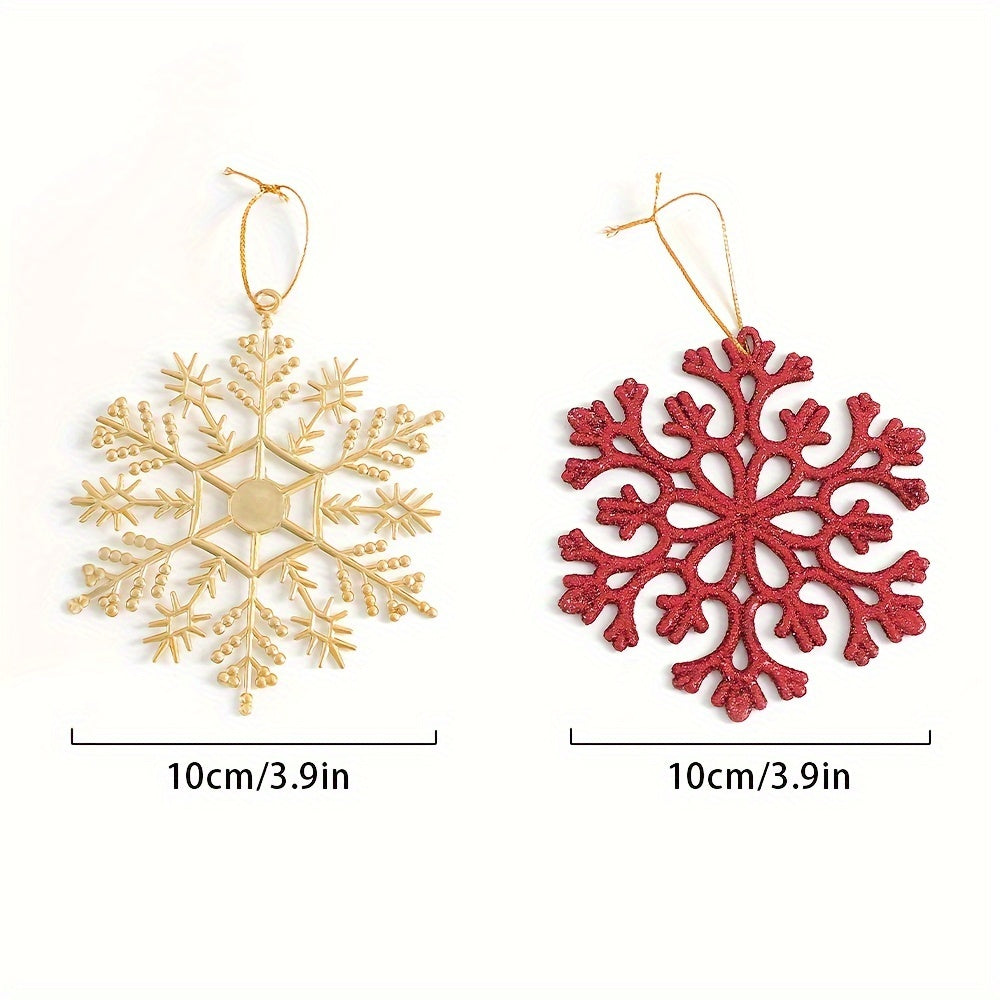 12pcs Sparkling Plastic Snowflake Ornaments for Christmas Tree