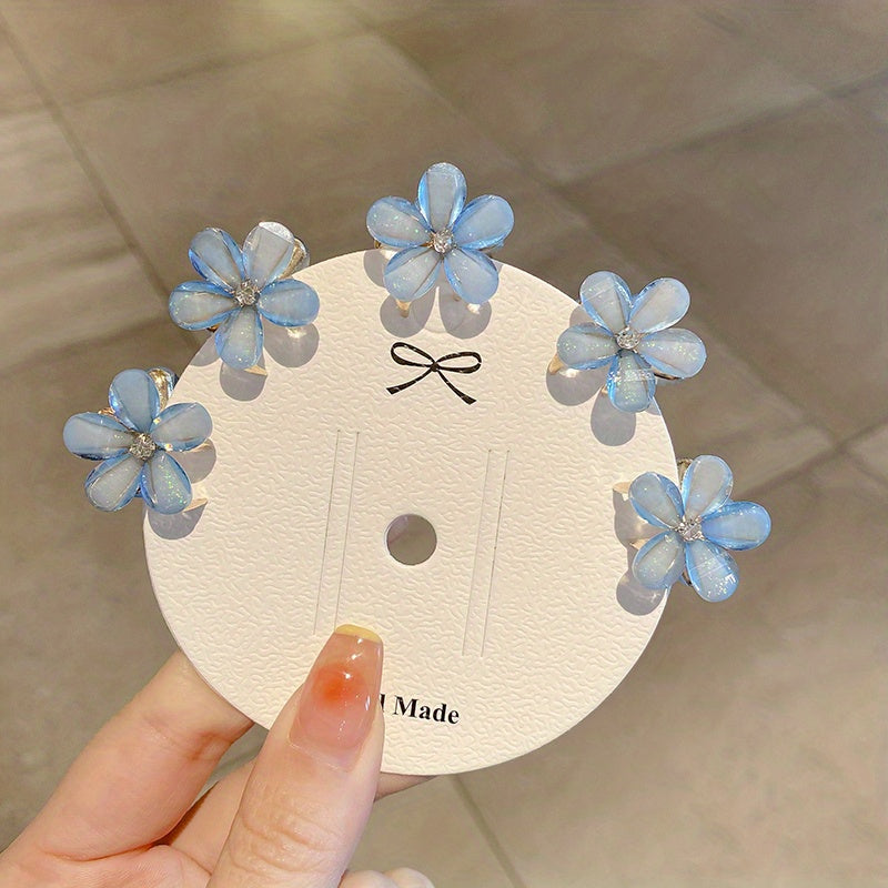 5pcs Mini Flower Hair Claw Clip Small Jaw Clamp Hair Accessory for Women Girls