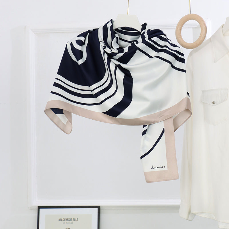 Matte Silk Print Circle Double Ring Scarf