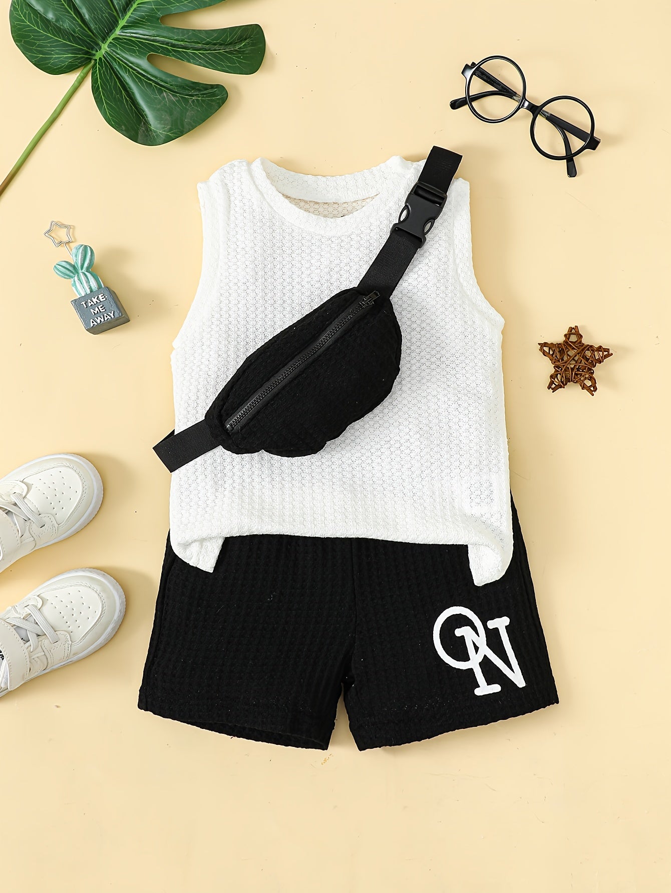 Boys Casual T shirt & Shorts Set with Crossbody Bag - Summer Holiday Party