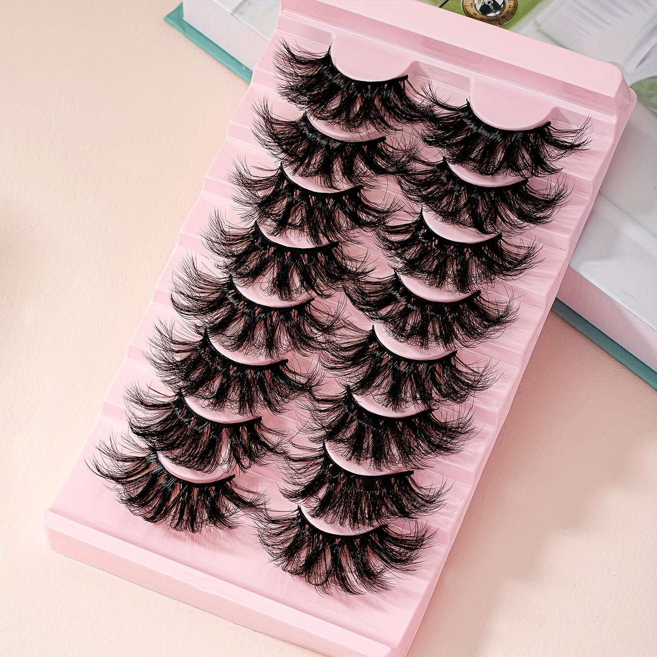 25mm 8 Pair False Eyelashes 9D Cat Eye Fluffy Soft Lashes Thick Faux Mink