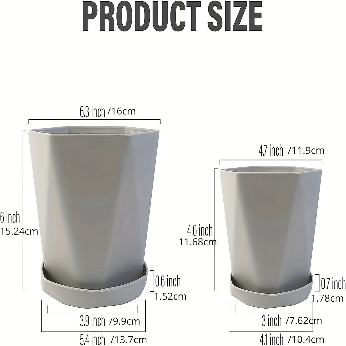 6pcs Thickened Plastic Flowerpot Set with Drainage Holes & Bases