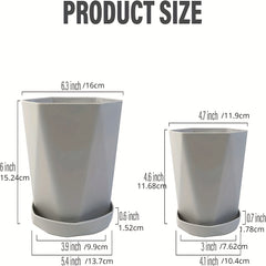 6pcs Thickened Plastic Flowerpot Set with Drainage Holes & Bases