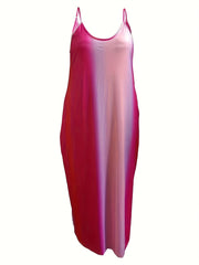  Tie Dye V Neck Loose Cami Maxi Dress Women's Plus