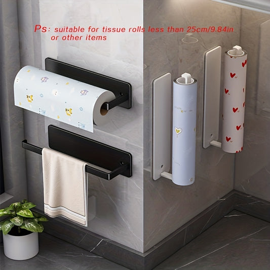 Kitchen Paper Towel Holder with Cabinet Roll Storage & Cling Film Rag Hanger