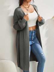 Long Length Knit Cardigan Open Front Sweater Women's Clothing
