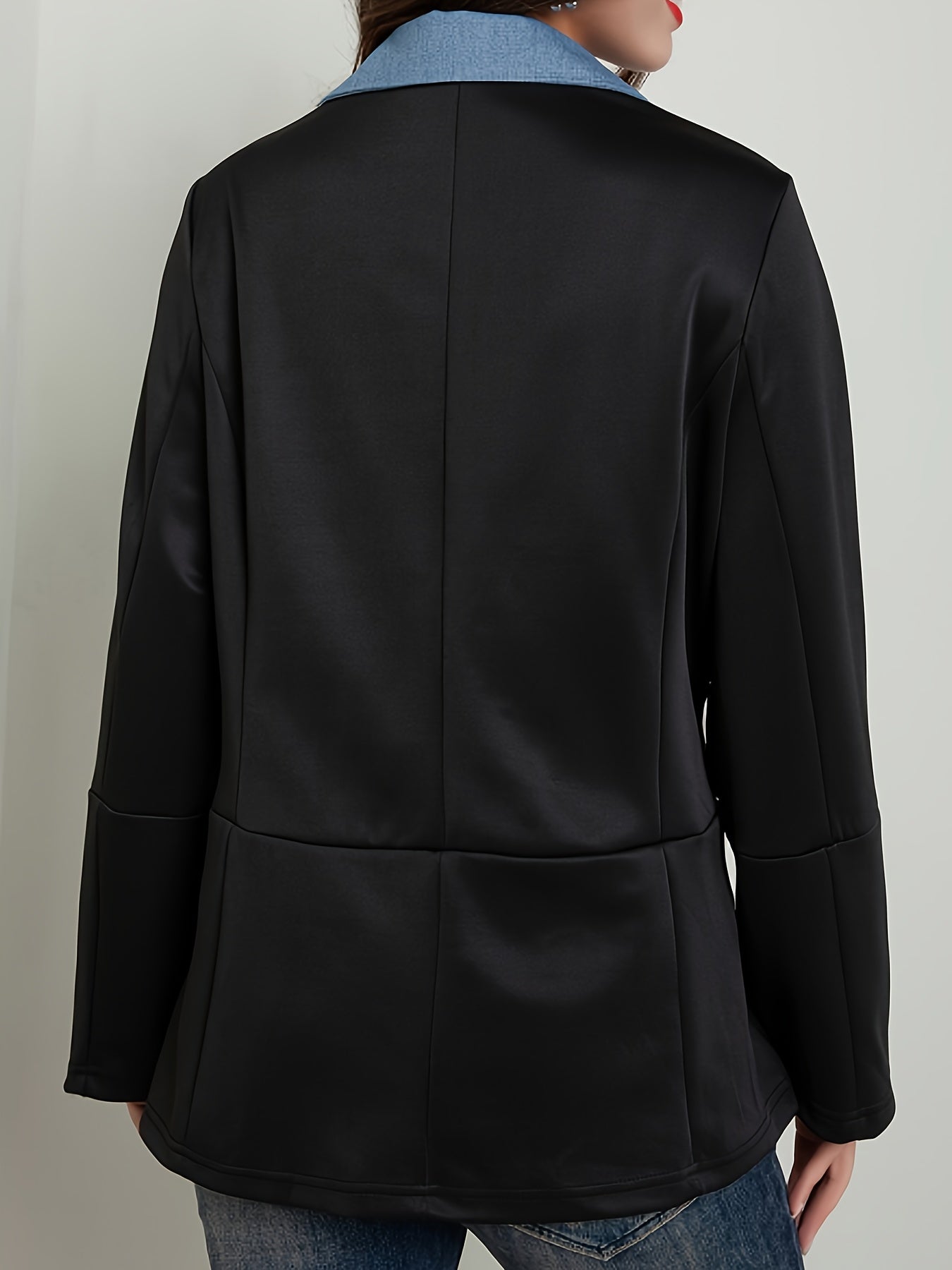  Colorblock Long Sleeve Button Up Blazer